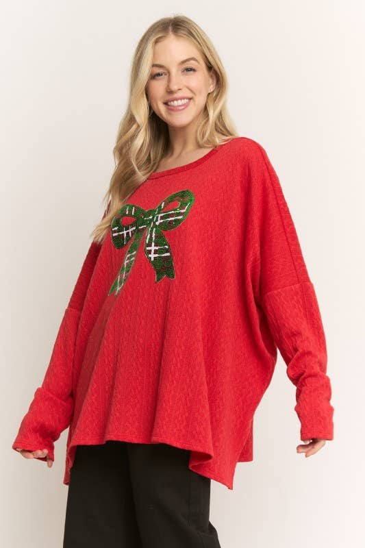 ET7748-17 LONG SLEEVE TOP WITH CHRISTMAS PATCH