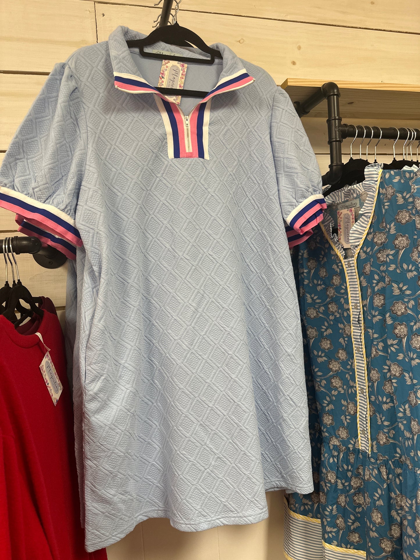 TEXTURED ABOUT BLUE DRESS