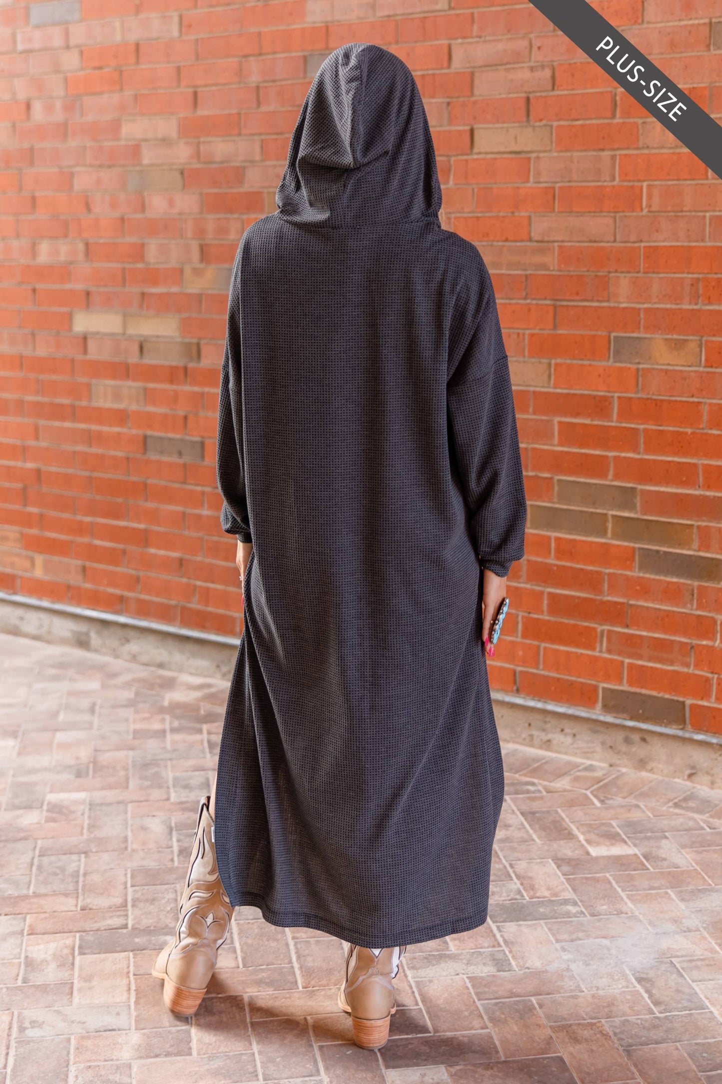 PLUS SIZE Waffle Knit Thermal Duster