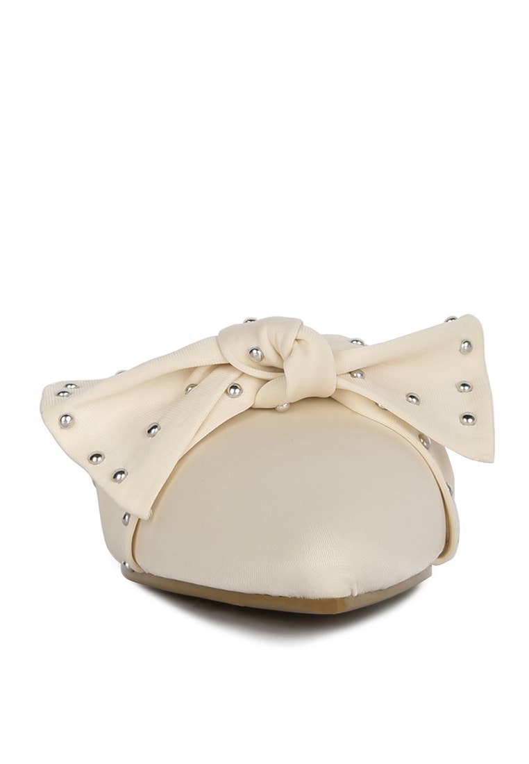 Makeover Studded Bow Flat Mules: BLACK / 8US