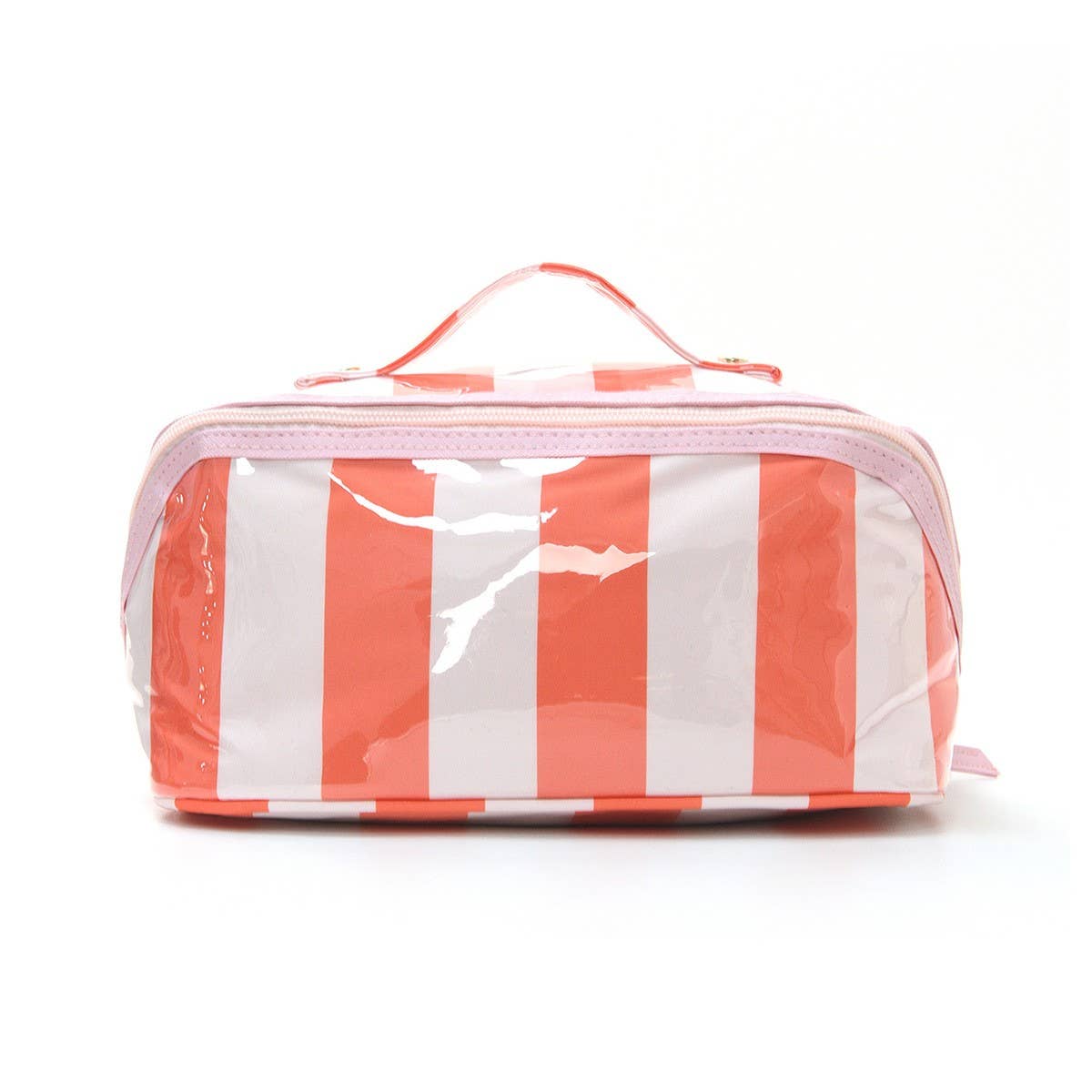 CHECKER STRIPED OPEN FLAT COSMETIC MAKEUP POUCH | 40P610