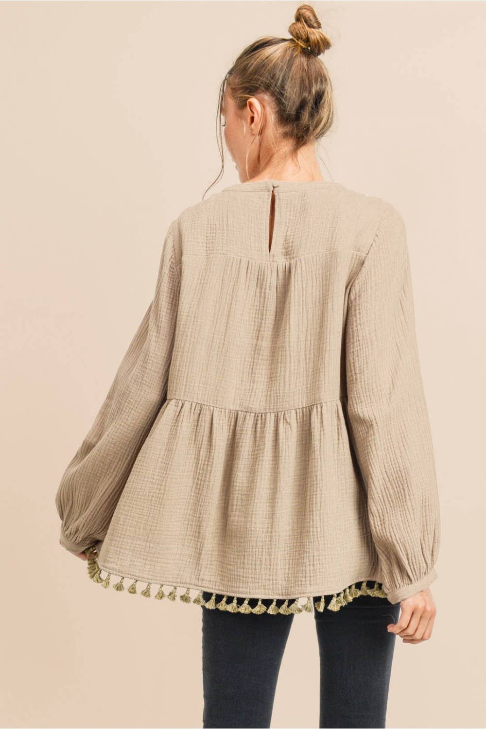 COTTON GUAZE BABYDOLL TOP