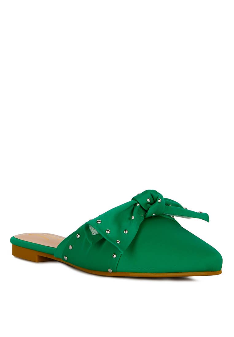 Makeover Studded Bow Flat Mules: BLACK / 7US
