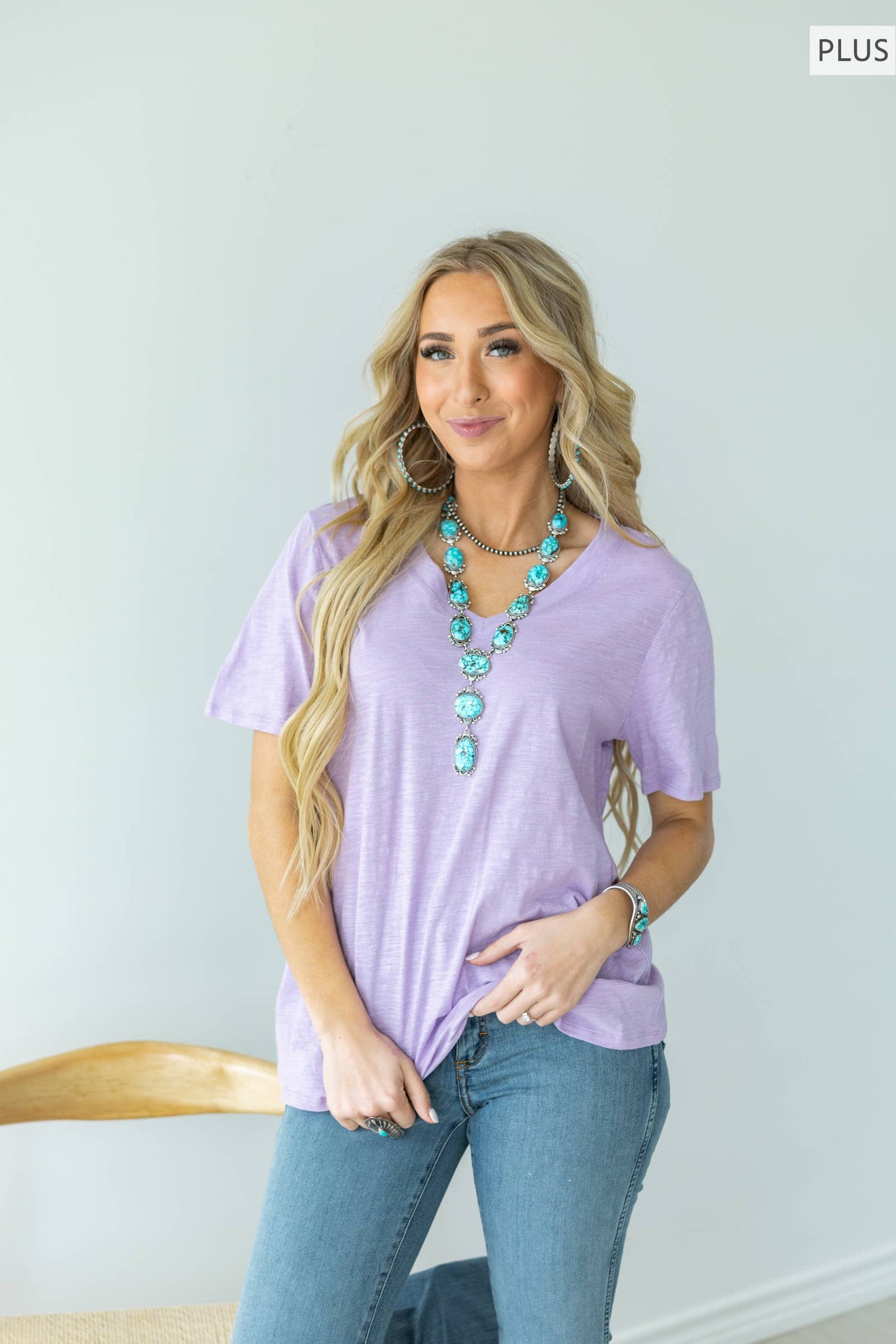 PLUS SIZE Casual Basic Cotton V Neck Short Sleeve: BLACK / 2X