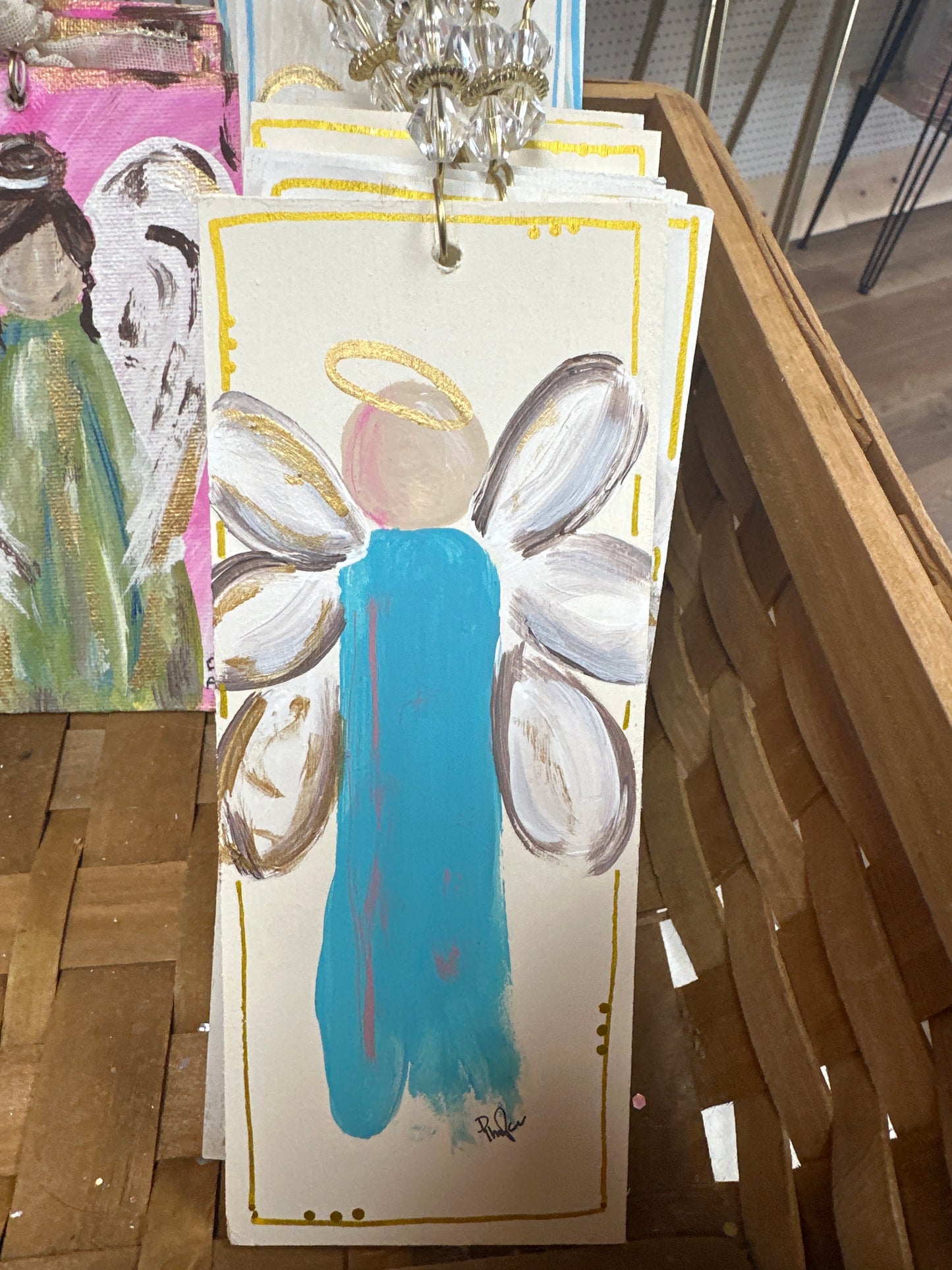 HANDPAINTED WOODEN ANGEL ORNAMENT