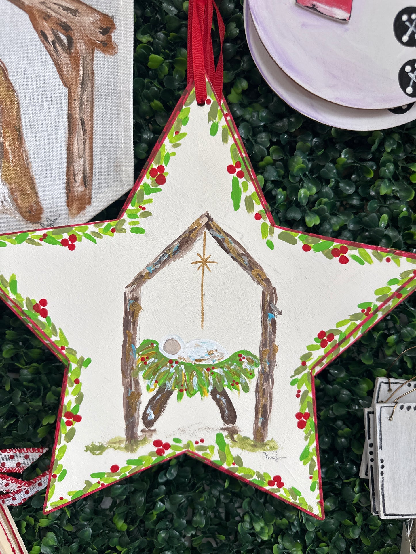 HANDPAINTED STAR WITH NATIVITY