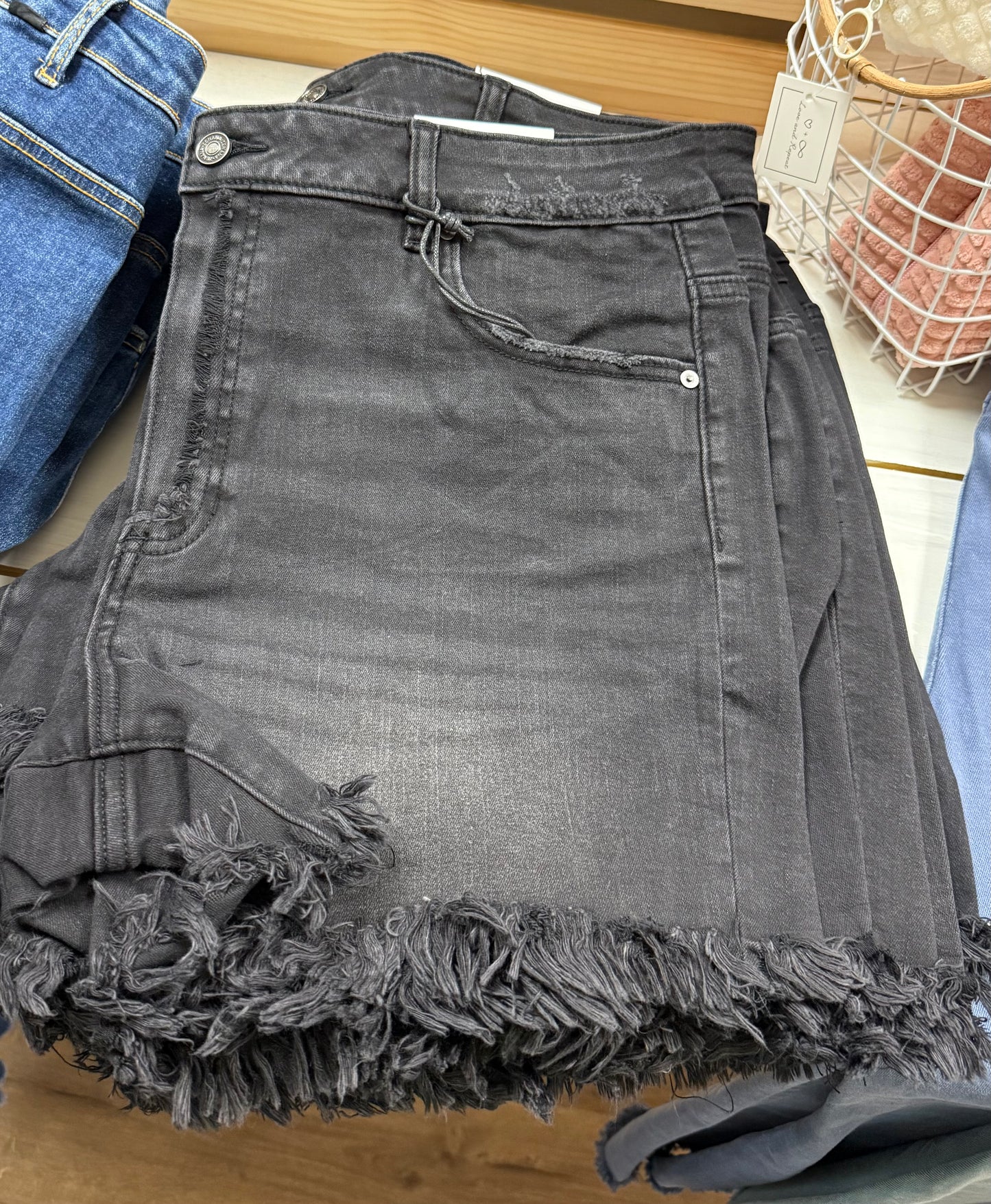 PLUS CUTOFF DENIM SHORTS