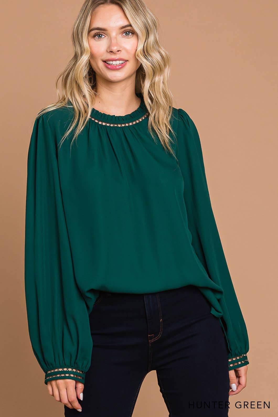 64556W-Women's Soft Ladder Trim Detailed Top