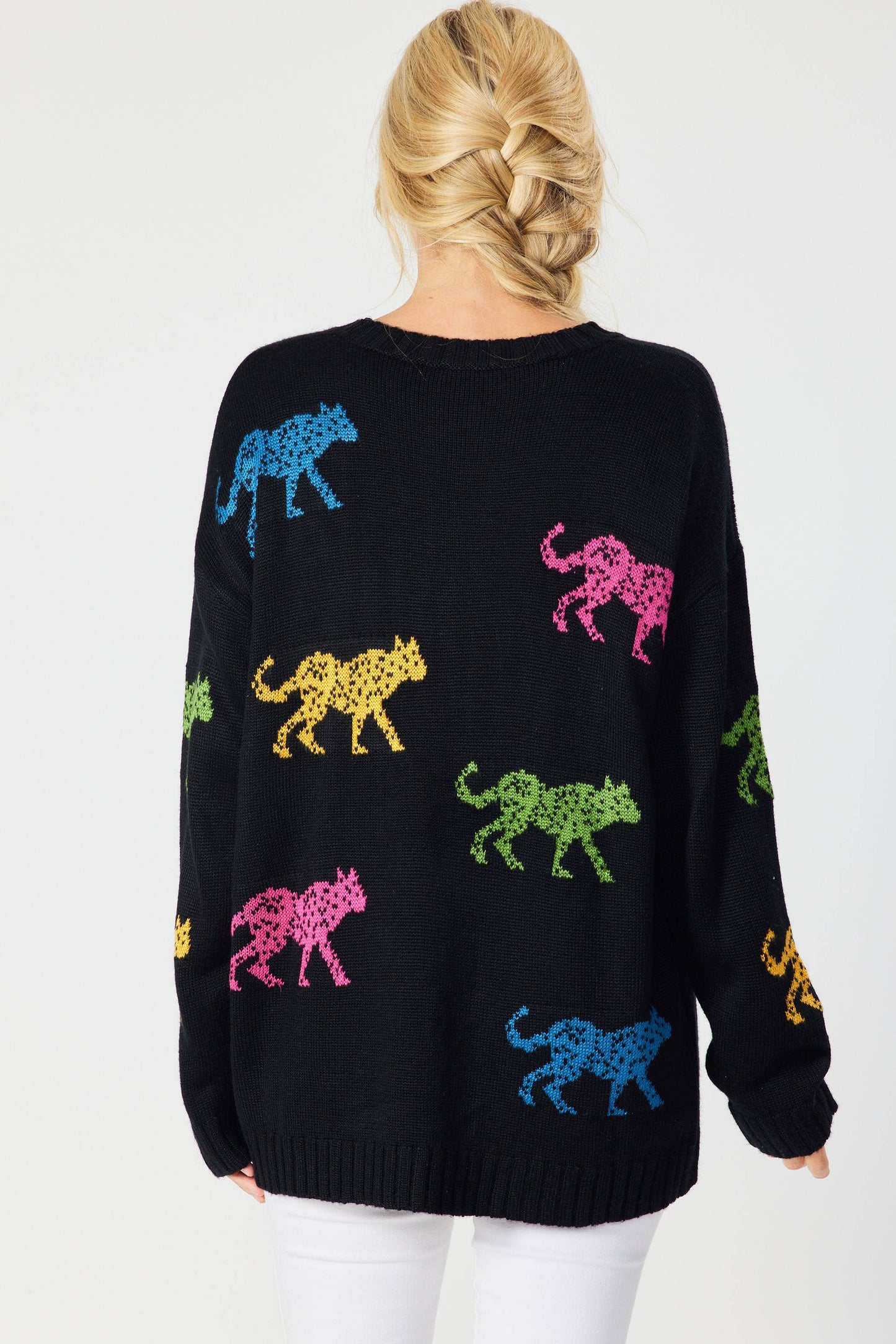 SW5067 - MULTI COLOR CHEETAH OVERSIZED PULLOVER SWEATER