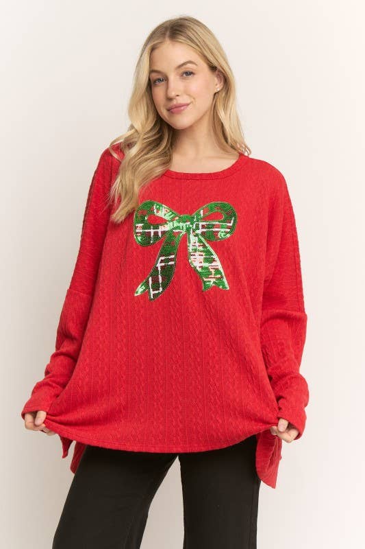 ET7748-17 LONG SLEEVE TOP WITH CHRISTMAS PATCH