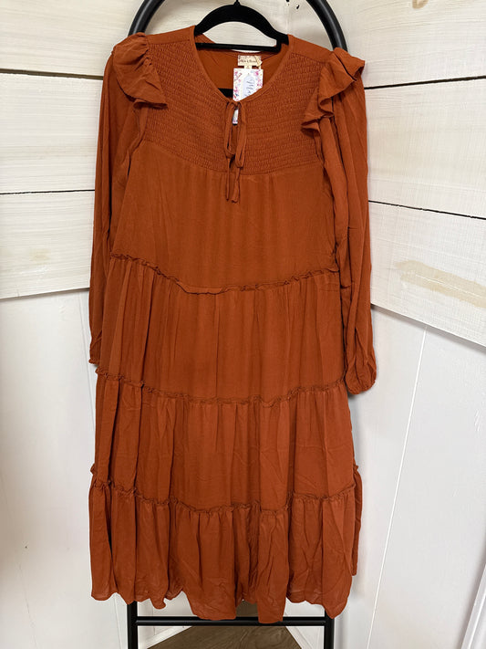 SMOCKED YORK TIERED LONG DRESS