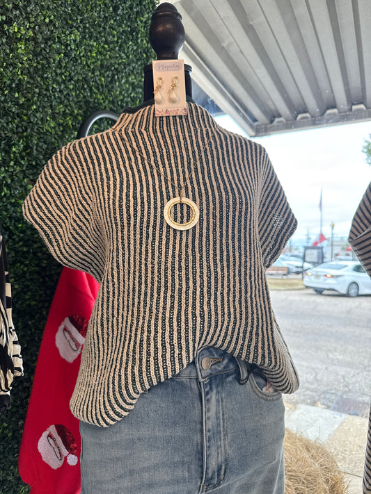 GREEN STRIPE SWEATER