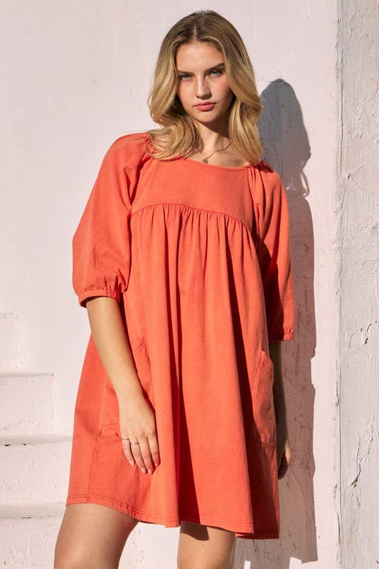 Washed Solid Mini Dress