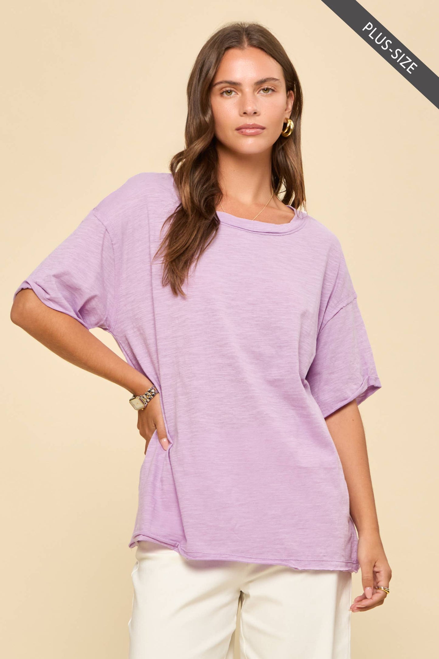PLUS SIZE Short Sleeve Cotton Top