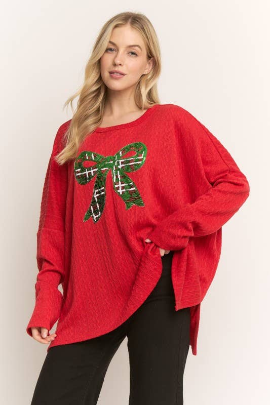 ET7748-17 LONG SLEEVE TOP WITH CHRISTMAS PATCH