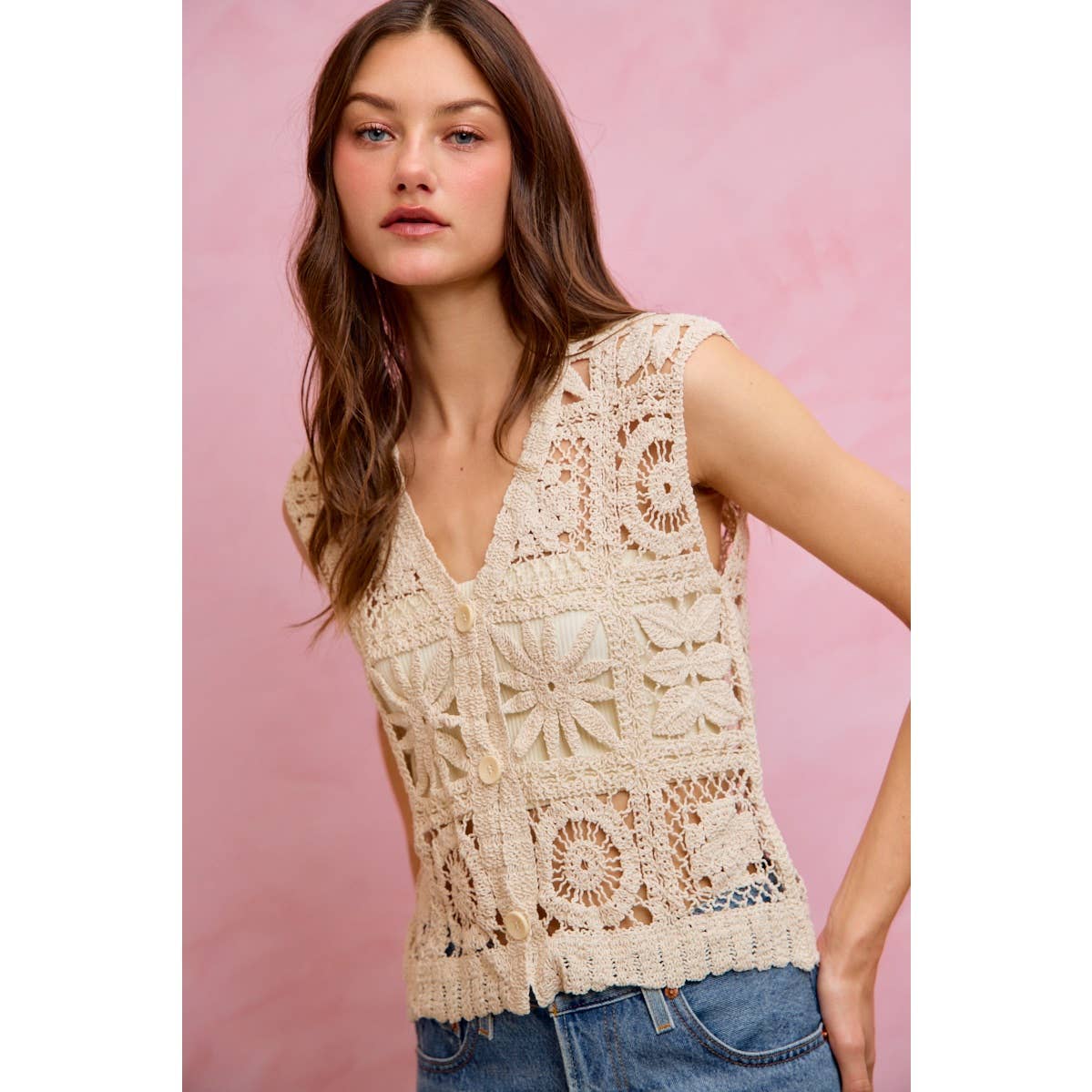 SUMMER CROCHET PATTERNED SLEEVELESS VEST TOP