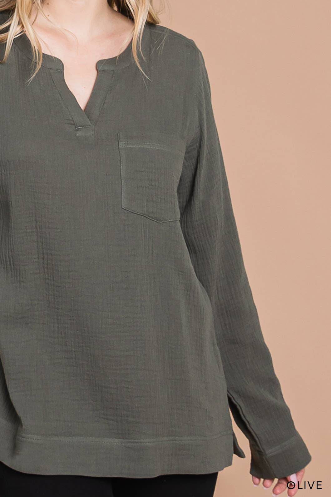 63165W - Fall/Winter Long Sleeve Cotton Gauze Top