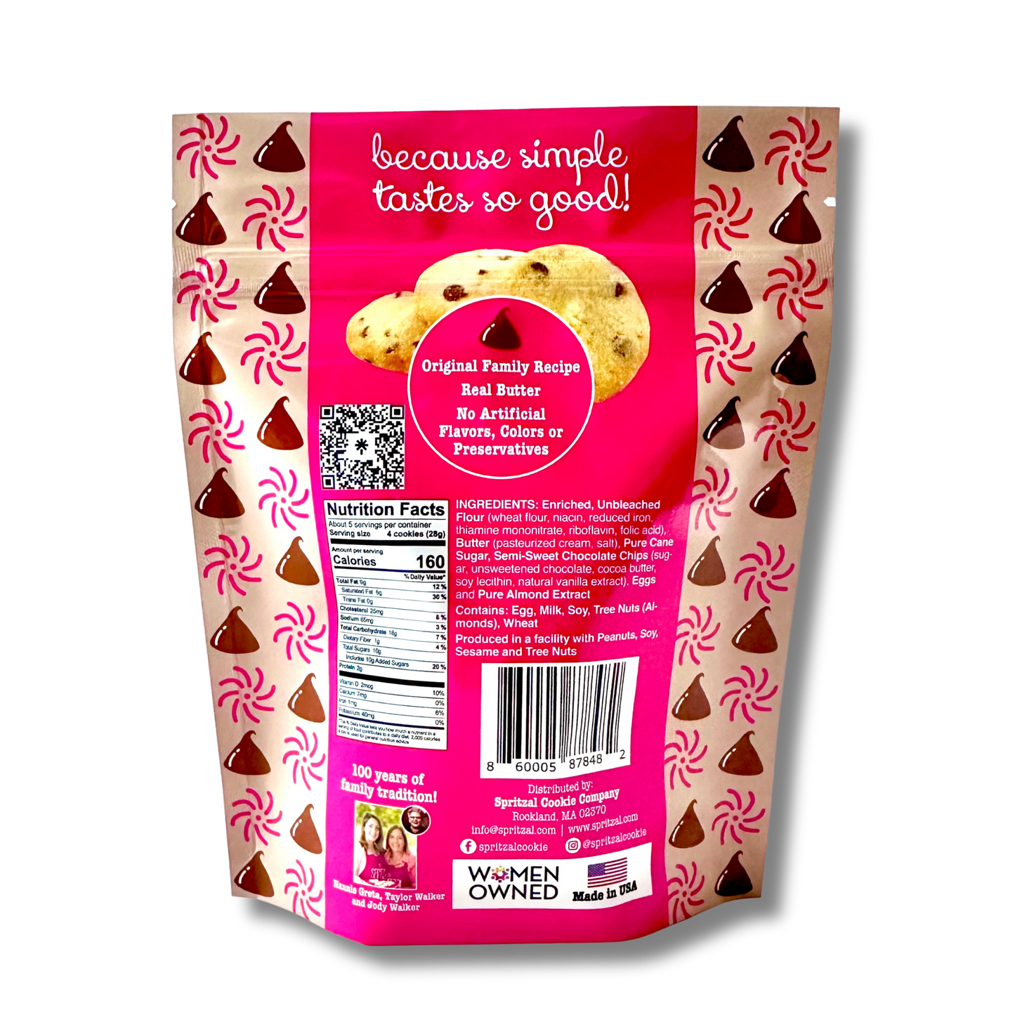 Almond Chocolate Chip Shortbread Cookie Bites 5oz- Case of 8