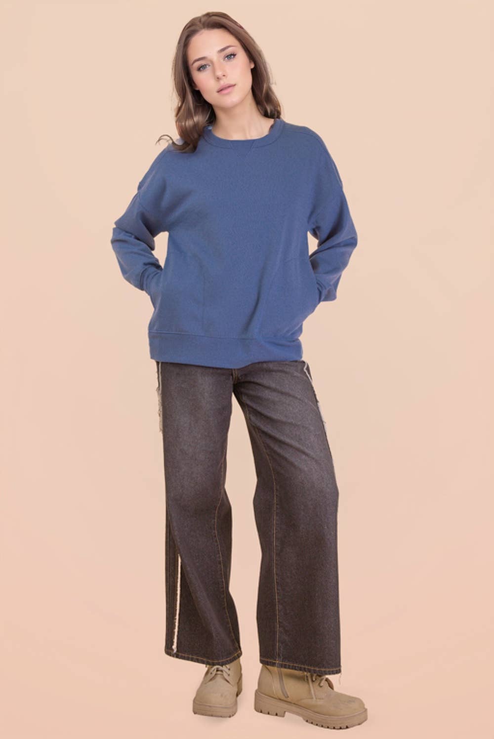 NT12385-Oversized Casual Comfy Solid Knit Top