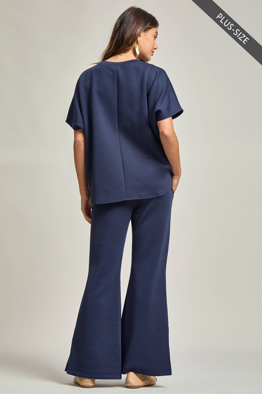 PLUS SIZE Poncho Top + Bell Bottom Modal Set