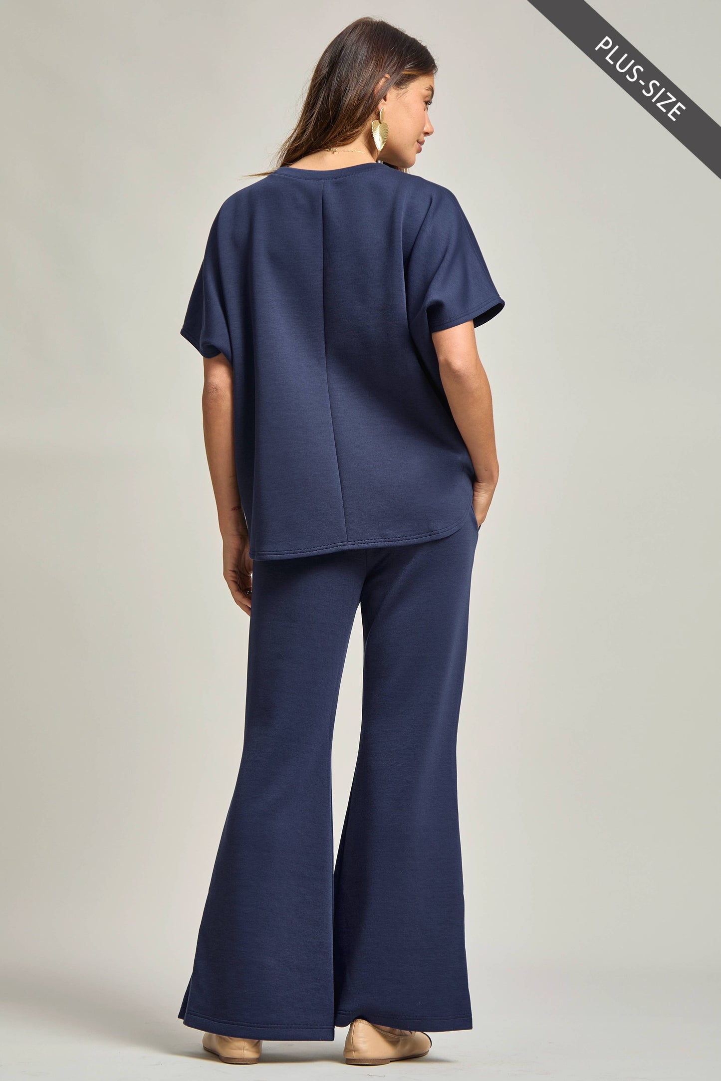 PLUS SIZE Poncho Top + Bell Bottom Modal Set