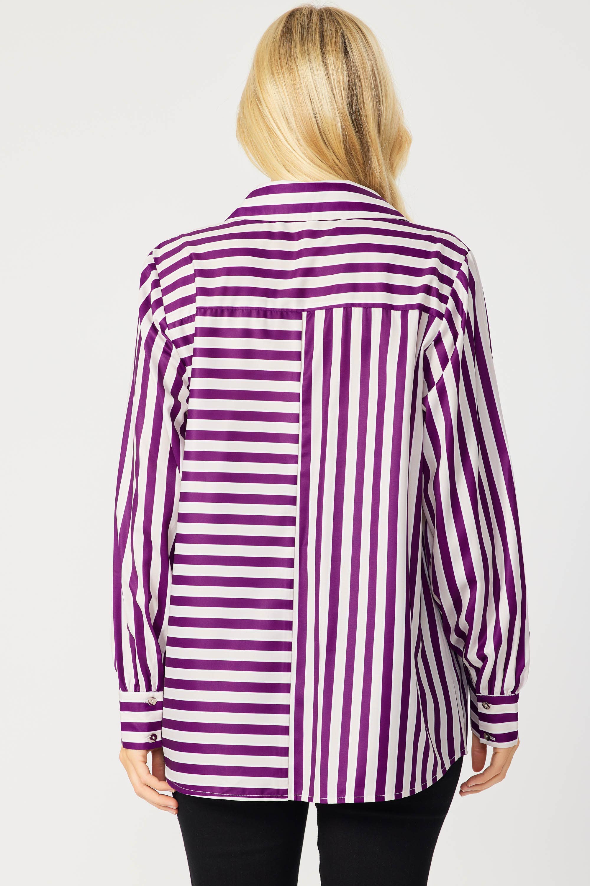 IT3857 - STRIPED BUTTON DOWN BLOUSE