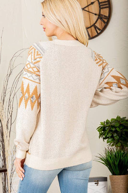 WT1050L MULTI PRINT SWEATER TOP