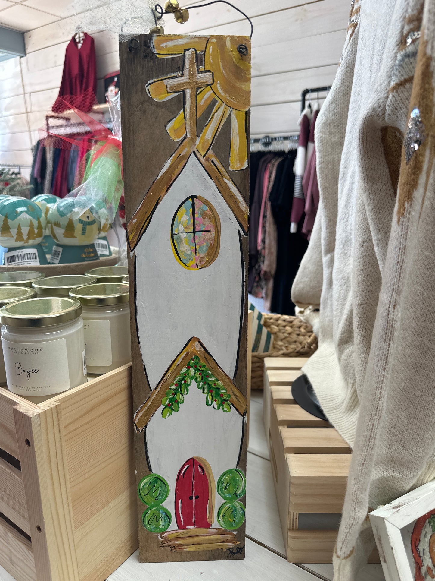 HANDPAINTED WOODEN CHURCH LEANER