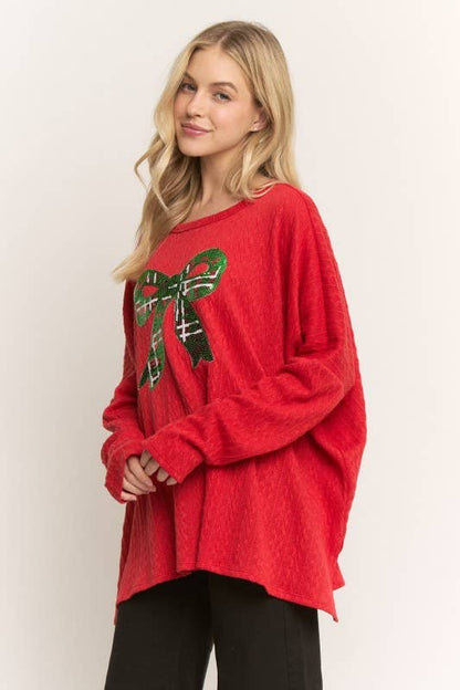 ET7748-17 LONG SLEEVE TOP WITH CHRISTMAS PATCH