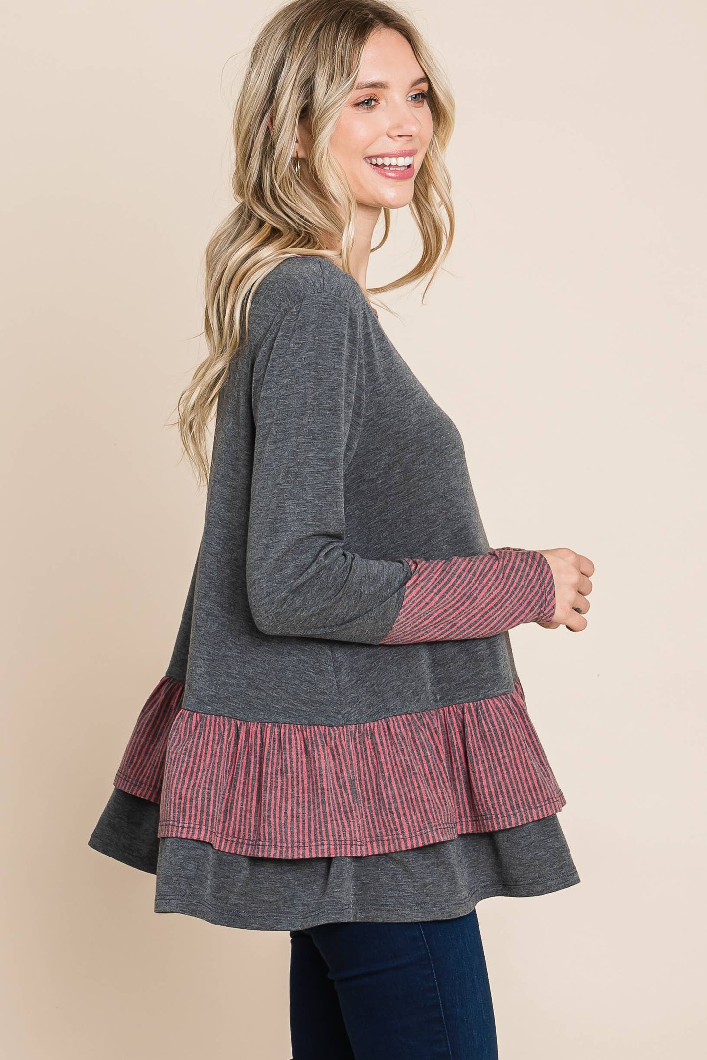 ETK-8635 Tiered Babydoll Top