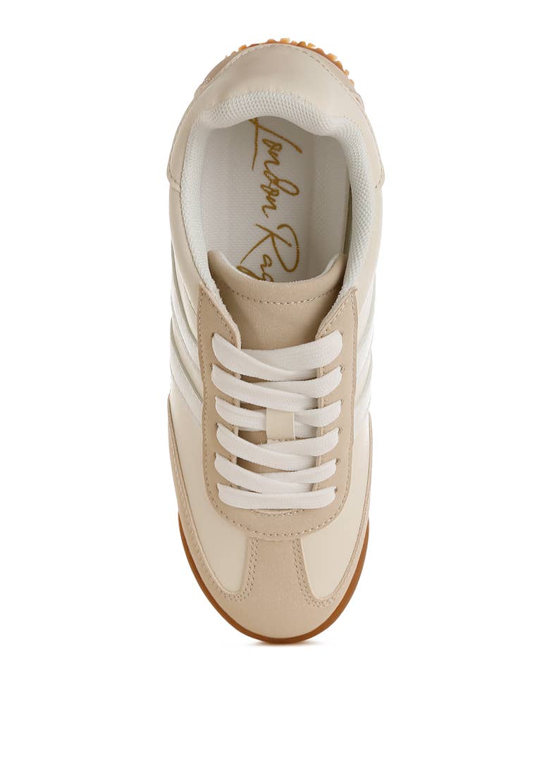 Peak Burn Casual Lace-Up Sneakers: Beige / US-8 / UK-6 / EU-39