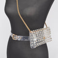 Rhinestone Clear Belt Bag W/Chain PB8633
