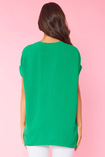 ST3611-PLUS - SOLID V NECK RELAXED FIT SHORT SLEEVE TOP