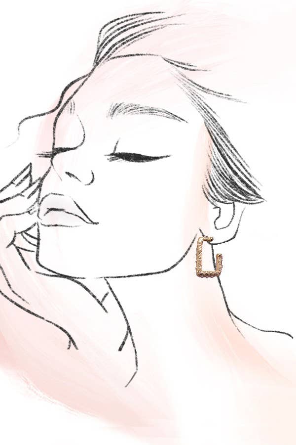 PEARL GOLD MIX RECTANGLE HOOP EARRINGS | 31E24892