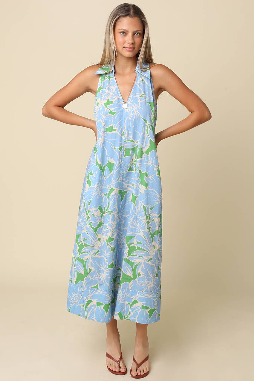 Ember Collar Floral Maxi Dress