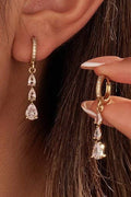 Triple Pear-Cut Crystal Drop Huggie Earrings | 40E517