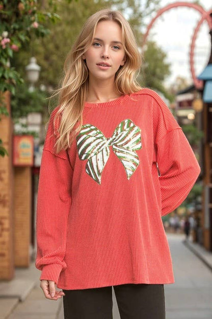 ET7746-19 LONG SLEEVE URBAN RIBBED TOP WITH RIBBON PATCH