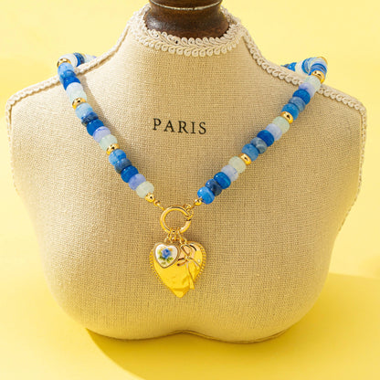 Sweetheart Beaded Porcelain Heart Charm Necklaces | 80N93023