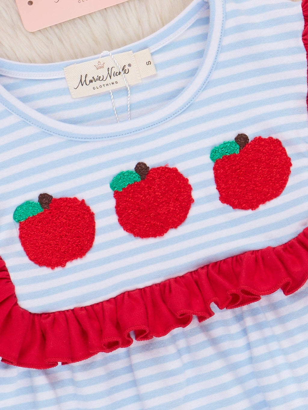 Red Apples & Blue Stripes Ruffle Outfit