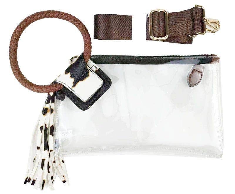 AD205T See Through Clear Cuff Handle Tassel Wristlet Crossbody