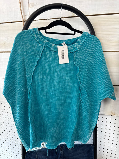 WASHED DOUBLE GAUZE RAGLAN SLEEVE SHIRT