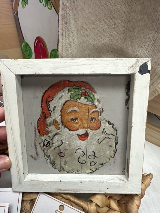 HANDPAINTED WOOD FRAME SANTA
