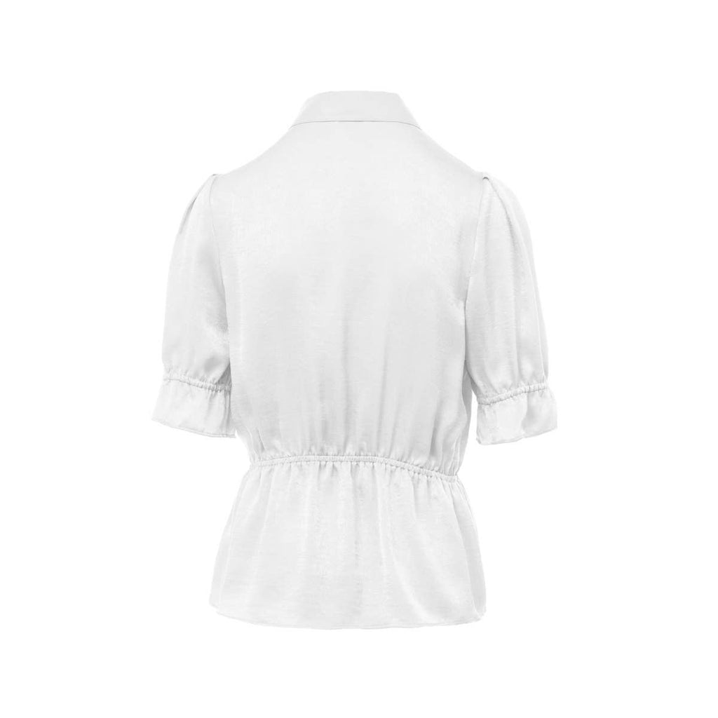 Elbow Sleeve Blouse With Half Placket