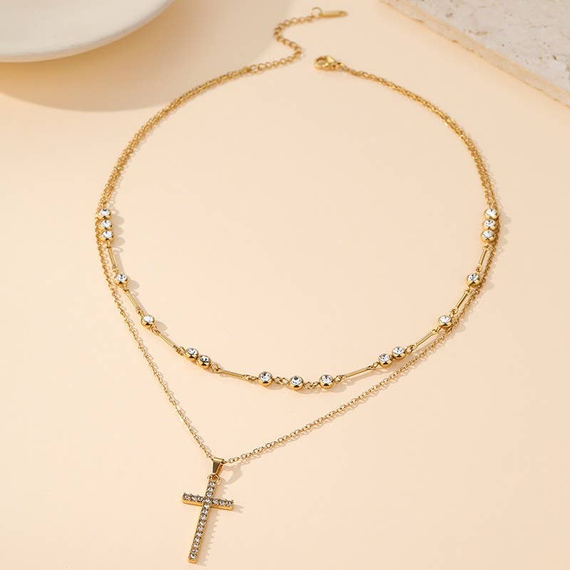 18K STAINLESS STEEL TARNISH FREE CROSS NECKLACE | 40NK9726