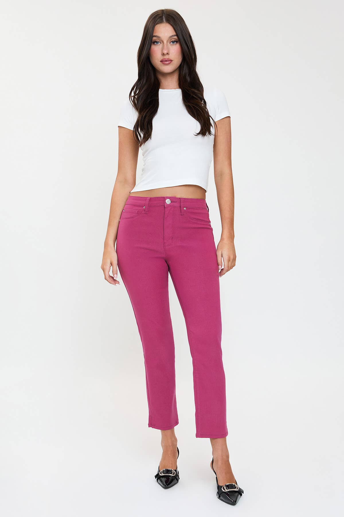 High Rise Hyperstretch Cropped Straight Pants-P041231