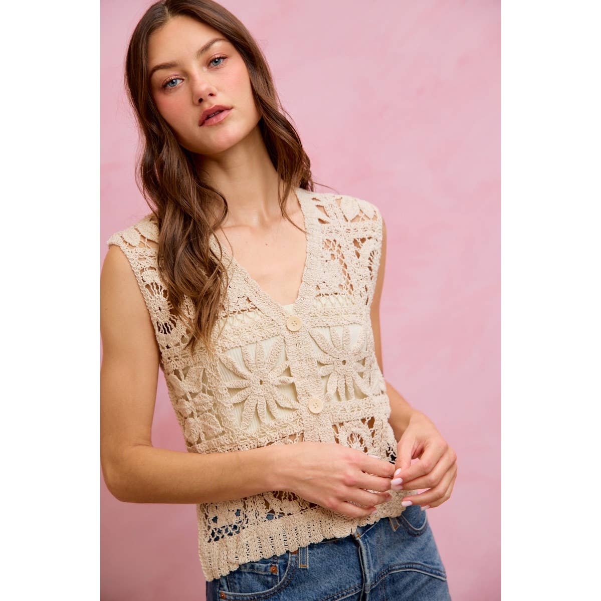 SUMMER CROCHET PATTERNED SLEEVELESS VEST TOP
