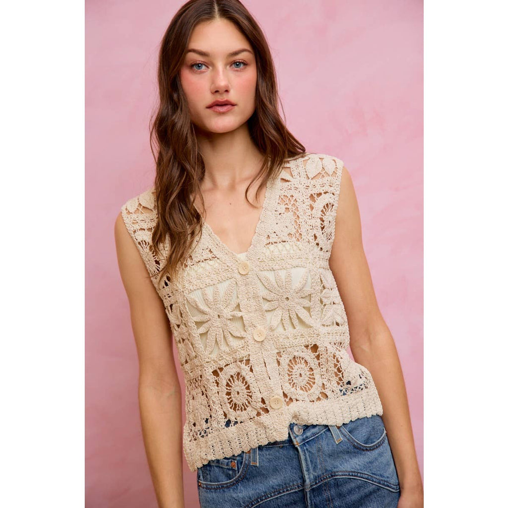 SUMMER CROCHET PATTERNED SLEEVELESS VEST TOP