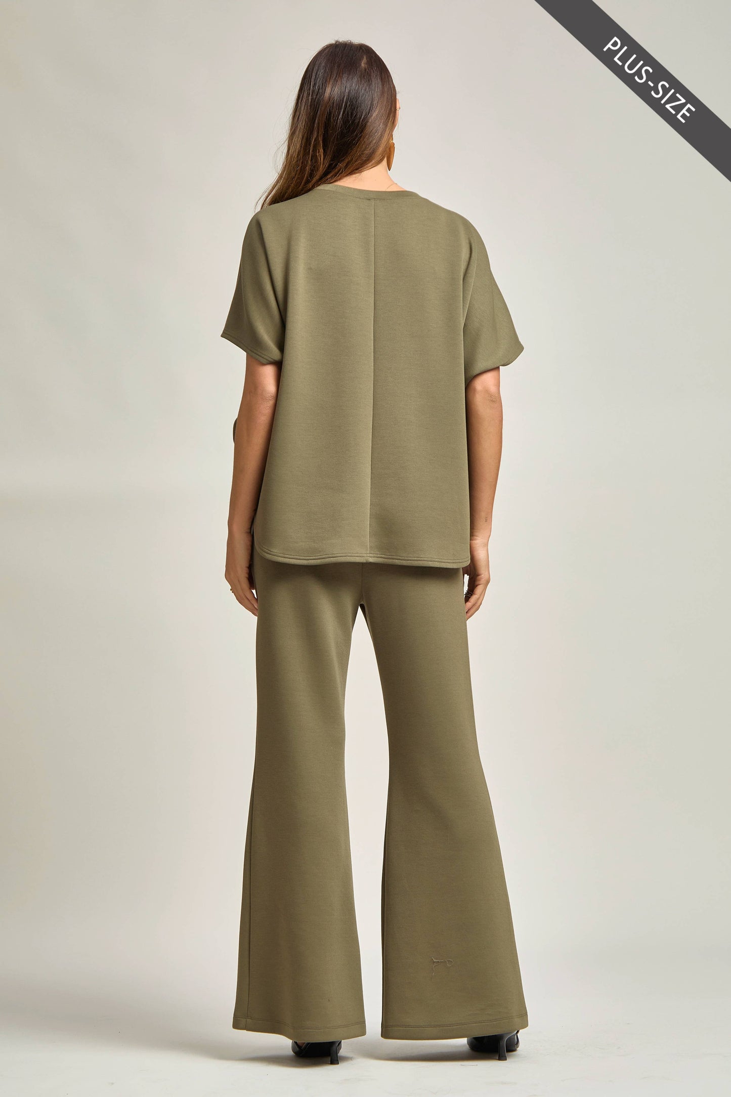 PLUS SIZE Poncho Top + Bell Bottom Modal Set