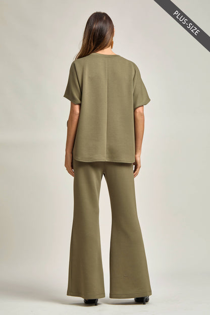 PLUS SIZE Poncho Top + Bell Bottom Modal Set