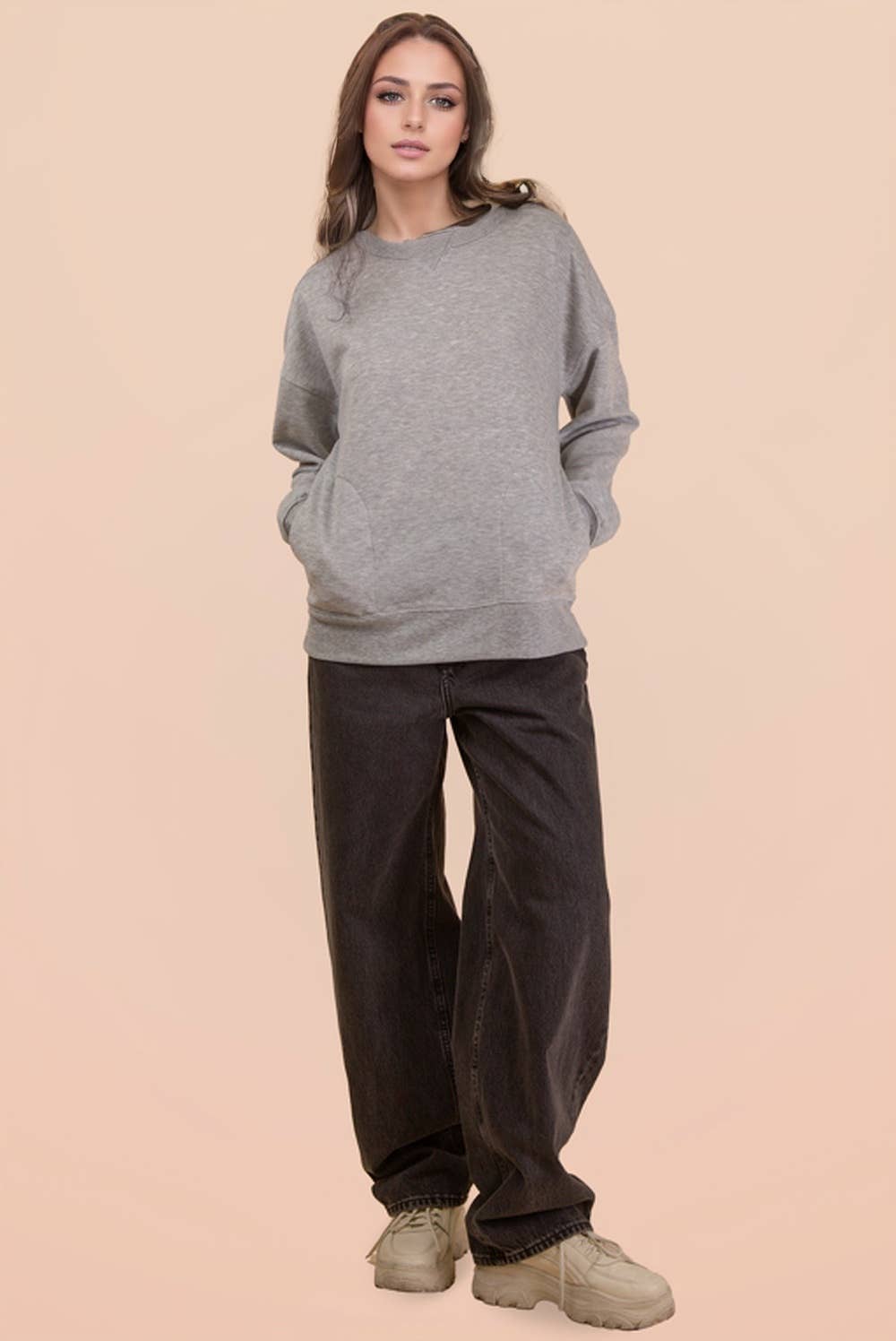 NT12385-Oversized Casual Comfy Solid Knit Top